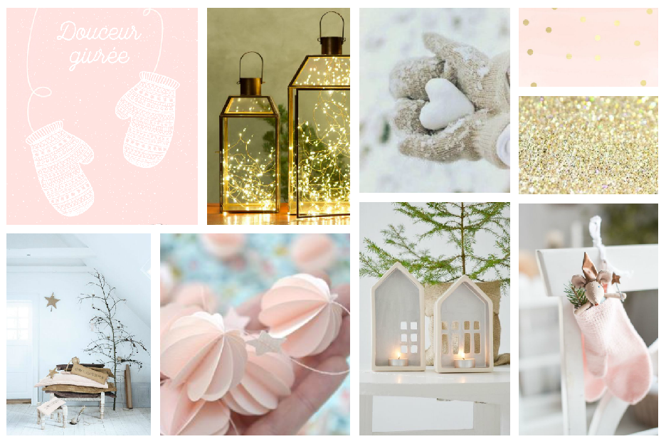 Mood board hiver, moufles, lanternes